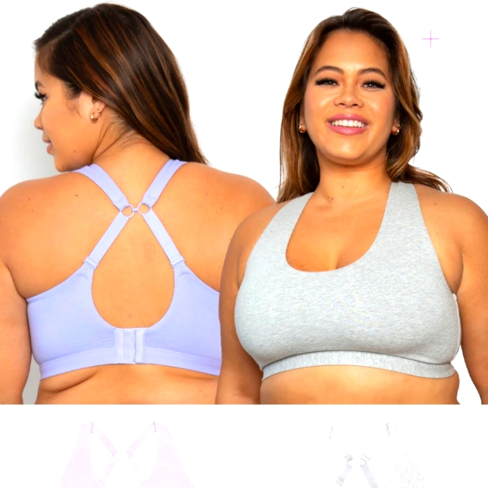 Curvy Couture NEW 2 pack Women's  Lavender Mist & Heather Lounge Bralette XXL